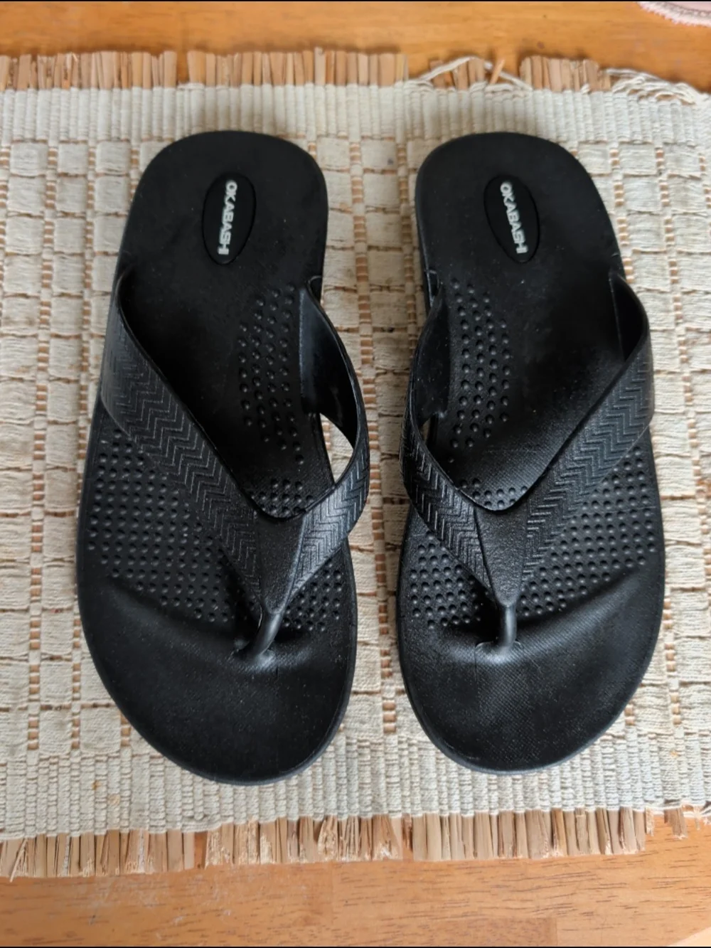 Okabashi Surf Flip Flop Sandals Black Sz Large (Mens' 7.5-8.5, Womens' 9.5-10.5)